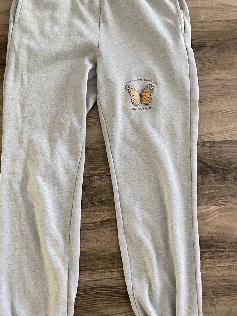 Kids Gray Butterfly Sweatpants